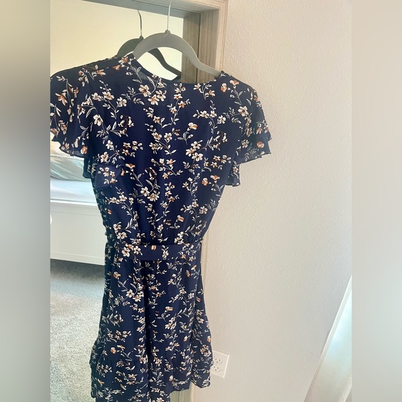 Short Sleeve Floral Wrap Dress - Picture 2 of 6